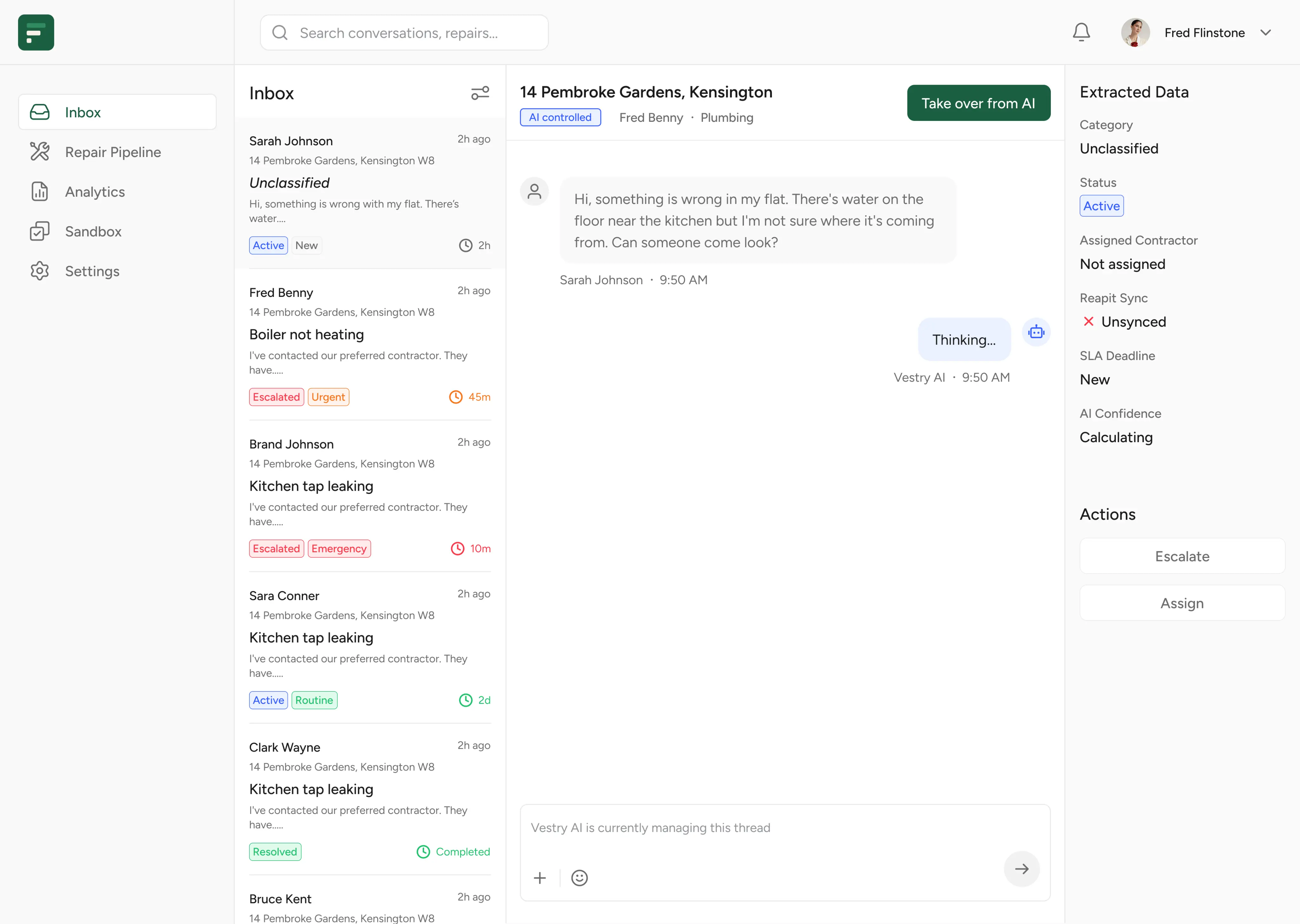 Dashboard — Inbox