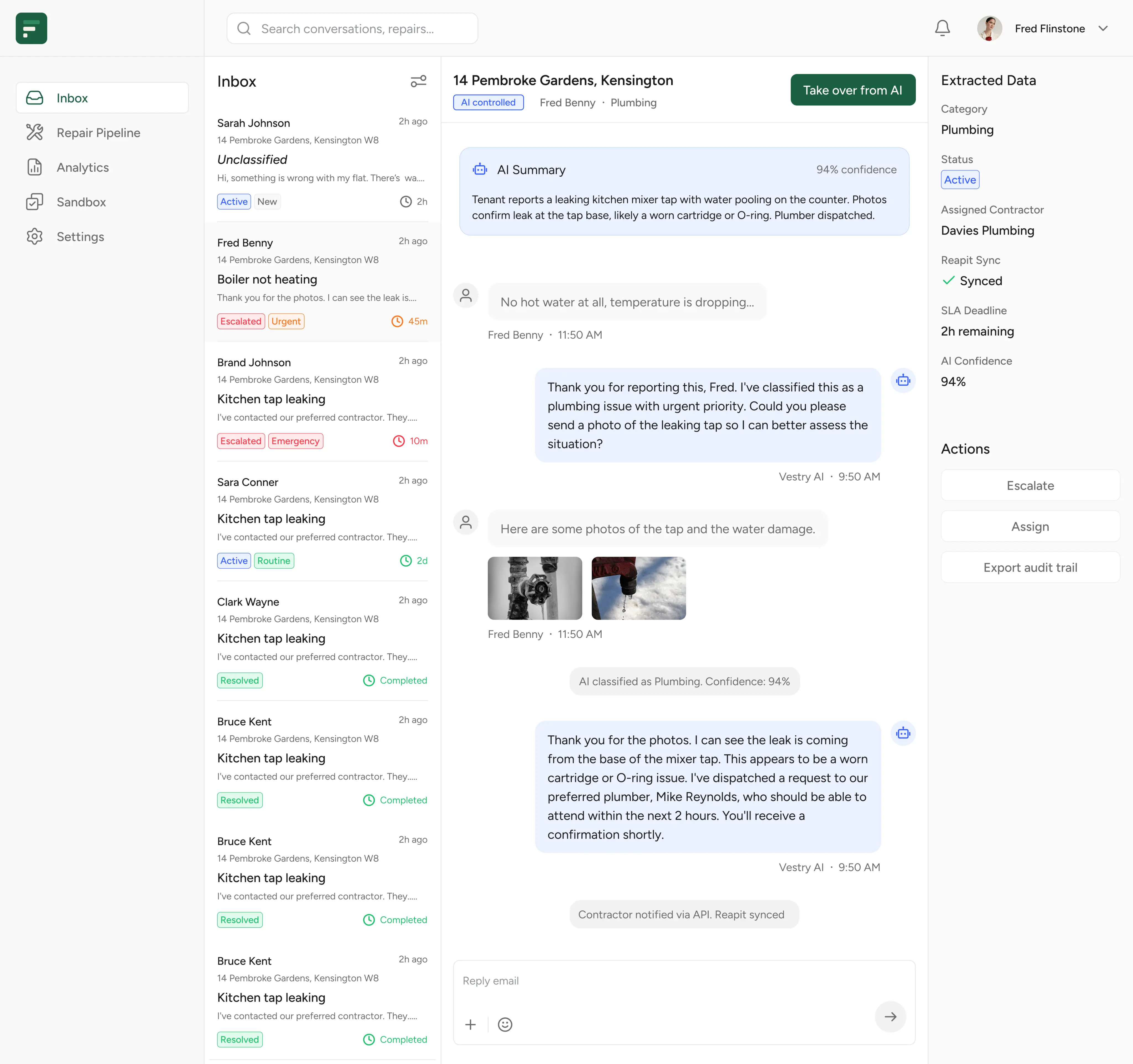 Dashboard — Inbox